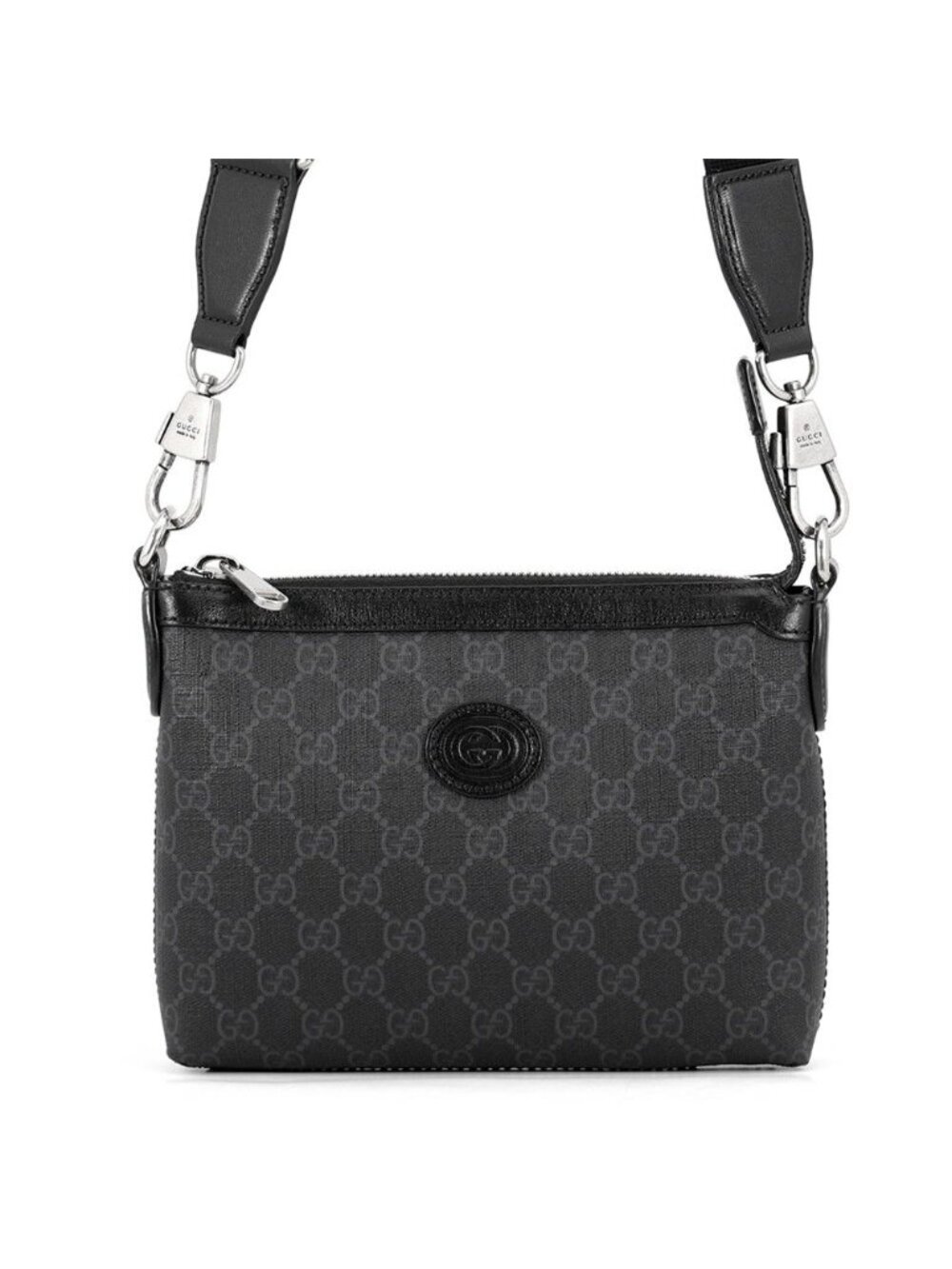 Gucci Shoulder Bag Interlocking G GG Supreme Leather Black